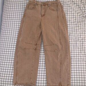 Aaron & Amber Barrel Jeans, Natural